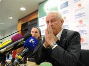 19 November 2009; Republic of Ireland manager Giovanni Trapattoni during a press conference following last night's loss to France in the FIFA 2010 World Cup Qualifying Play-off 2nd Leg game. FAI Headquarters, Abbotstown, Co. Dublin. Picture credit: Brian Lawless / SPORTSFILE