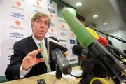 19 November 2009; John Delaney, Chief Executive of the FAI, at a press conference following the Republic of Ireland's loss to France in the FIFA 2010 World Cup Qualifying Play-off 2nd Leg game last night. The FAI have issued a statement confirming that it will lodge a complaint with FIFA. FAI Headquarters, Abbotstown, Co. Dublin. Picture credit: Brian Lawless / SPORTSFILE