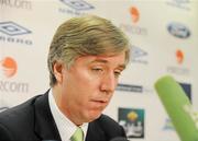19 November 2009; John Delaney, Chief Executive of the FAI, at a press conference following the Republic of Ireland's loss to France in the FIFA 2010 World Cup Qualifying Play-off 2nd Leg game last night. The FAI have issued a statement confirming that it will lodge a complaint with FIFA. FAI Headquarters, Abbotstown, Co. Dublin. Picture credit: Brian Lawless / SPORTSFILE