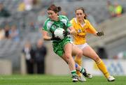 27 September 2009; Sandra Healy, Limerick, in action against Claire Timoney, Antrim. TG4 All-Ireland Ladies Football Junior Championship Final, Antrim v Limerick, Croke Park, Dublin. Picture credit: Ray McManus / SPORTSFILE