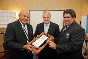 20 November 2009; The Fijian rugby team welcomed Mr Denis O’Brien, Founder of Digicel, the Fijian rugby team sponsor, to the official team blessing. The Fijian ritual, which took place at the Radisson Hotel, Stillorgan, involves the blessing of the team jerseys before each game. The team then presented Mr O’Brien with a signed jersey ahead of their clash with Ireland. Pictured are, Mr Denis O’Brien, Founder of Digicel, Head Coach Glen Ella, right, and Bill Gavoka, Chairman of the Fiji Rugby Union. Radisson Blu St Helens Hotel, Stillorgan Road, Dublin. Picture credit: Brian Lawless / SPORTSFILE