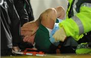 21 November 2009; A distraught Denis Leamy, Ireland, is takes from the pitch with a suspected leg injury. Autumn International Guinness Series 2009, Ireland v Fiji, Royal Dublin Society, Ballsbridge, Dublin. Picture credit: Brendan Moran / SPORTSFILE