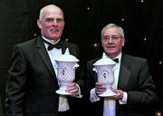 20 November 2009 : Liam Bradley, Antrim Manager, who won the Personality of the year Award, along with Bernie Mullan, from Derry, who won the Services to GAA Award, at the Ulster GAA writers Annual Awards Banquet 2009. The 22nd Ulster GAA Writers Association  Award Banquet, sponsored by Quinn Insurance, Slieve Russell Hotel, Ballyconnell, Co. Cavan. Picture credit: Oliver McVeigh / SPORTSFILE