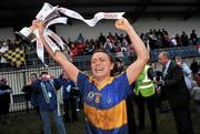 22 November 2009; Brian Boru's captain Orla Flemming lifts the cup. Tesco All-Ireland Ladies Intermediate Club Final, Brian Boru's, Tipperary v St Brigids, Dublin, St Peregrines, Mulhuddart, Dublin. Picture credit: Brian Lawless / SPORTSFILE