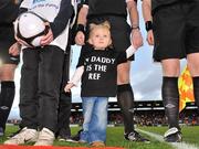 22 November 2009; Eva Kelly, age 2 from Cork, daughter of match referee Alan Kelly, before the start of the game between Sporting Fingal and Sligo Rovers. FAI Ford Cup Final, Sligo Rovers v Sporting Fingal, Tallaght Stadium, Dublin. Picture credit: David Maher / SPORTSFILE