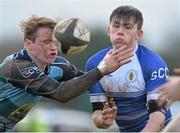 2 February 2016; Nathan Clancy, St. Clements College, is tackled by Eoghan Carew, Castletroy College. Munster Schools Senior Cup, Quarter-Final, Castletroy College v St. Clements College, Rosbrien, Limerick. Picture credit: Matt Browne / SPORTSFILE