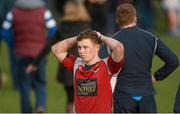 3 February 2016; Paddy Murchan, Rockwell College, dejected after the game. Munster Schools Senior Cup, Quarter-Final, Rockwell College v Crescent College Comprehensive, Clanwilliam RFC, Tipperary. Picture credit: Piaras Ó Mídheach / SPORTSFILE