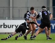 3 February 2016; Jeremiah Cahir, Cistercian College, Roscrea, is tackled by Adam Dunne, Terenure College. Bank of Ireland Leinster Schools Junior Cup, Round 1, Terenure College v Cistercian College, Roscrea, Donnybrook Stadium, Donnybrook, Dublin. Picture credit: Sam Barnes / SPORTSFILE