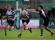 3 February 2016; Gavin Meagher, Cistercian College, Roscrea, is tackled by Jack Townsend, Terenure College. Bank of Ireland Leinster Schools Junior Cup, Round 1, Terenure College v Cistercian College, Roscrea, Donnybrook Stadium, Donnybrook, Dublin. Picture credit: Sam Barnes / SPORTSFILE