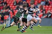 4 February 2016; Peter Sylvester, PBC, is tackled by Luke Kingston, Bandon Grammar School. Munster Schools Senior Cup Quarter-Final, PBC v Bandon Grammar Schoo l. Irish Independent Park, Cork. Picture credit: Matt Browne / SPORTSFILE