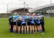 4 February 2016; The University College Dublin team gather together in a huddle before the start of the game. Independent.ie HE GAA Fitzgibbon Cup Group A, Round 2, Limerick Institute Technology v University College Dublin. LIT, Limerick. Picture credit: Diarmuid Greene / SPORTSFILE