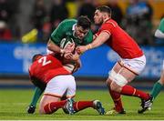 5 February 2016; James Ryan, Ireland, is tackled by Dafydd Hughes, left, and Harrison Keddie, Wales. Electric Ireland U20 Six Nations Rugby Championship, Ireland v Wales, Donnybrook Stadium, Donnybrook, Dublin. Picture credit: Ramsey Cardy / SPORTSFILE