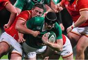 5 February 2016; Peter Claffey, Ireland, is tackled by Dafydd Hughes, Wales. Electric Ireland U20 Six Nations Rugby Championship, Ireland v Wales, Donnybrook Stadium, Donnybrook, Dublin. Picture credit: Ramsey Cardy / SPORTSFILE