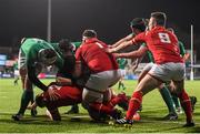 5 February 2016; Kelvin Brown, Ireland, scores his side's second try of the game. Electric Ireland U20 Six Nations Rugby Championship, Ireland v Wales, Donnybrook Stadium, Donnybrook, Dublin. Picture credit: Ramsey Cardy / SPORTSFILE
