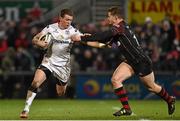 5 February 2016; Craig Gilroy, Ulster, is tackled by Hallam Amos, Newport Gwent Dragons. Guinness PRO12, Round 12, Refixture, Ulster v Newport Gwent Dragons, Kingspan Stadium, Ravenhill Park, Belfast, Co. Antrim. Picture credit: Oliver McVeigh / SPORTSFILE