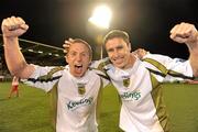 22 November 2009; Winning goalscorer Gary O'Neill, left, Sporting Fingal, with team-mate Shaun Maher, celebrate after the game. Sligo Rovers v Sporting Fingal - FAI Ford Cup Final, Tallaght Stadium, Dublin. Picture credit: David Maher / SPORTSFILE