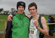 22 November 2009; Antrim's Michael McKillop with his father Paddy McKillop after winning the Junior Men's Intercounty Cross Country race. Woodie’s DIY/AAI Inter County and Juvenile Even Ages Cross Country, Kilbeggan Race Course, Westmeath. Photo by Sportsfile