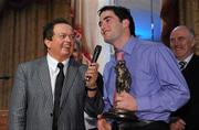 22 November 2009; Under 21 Football  Player of the Year Award winner Barry Ryan speaking with RTE's Marty Morrissey at the St Sylvester's GAA Club Annual Awards Night 2009 sponsored by Bank of Ireland. Grand Hotel Malahide, Dublin. Photo by Sportsfile