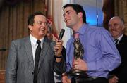 22 November 2009; Under 21 Football Player of the Year Award winner Barry Ryan speaking with RTE's Marty Morrissey at the St Sylvester's GAA Club Annual Awards Night 2009 sponsored by Bank of Ireland. Grand Hotel Malahide, Dublin. Photo by Sportsfile