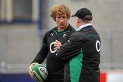 24 November 2009; Ireland’s Jerry Flannery in conversation with head coach Declan Kidney during squad training ahead of their Autumn International Guinness Series 2009 match against South Africa on Saturday. Donnybrook Stadium, Donnybrook, Dublin. Picture credit: Pat Murphy / SPORTSFILE