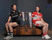 25 November 2009; Senior and Junior teams competing in the Tesco All-Ireland Club Championship finals gather at Croke Park ahead of the action this weekend. Pictured are senior players, Rena Buckley, left, Donoughmore, Co. Cork, with Niamh Lynch, captain of Donaghmoyne, Co. Monaghan. Croke Park, Dublin. Picture credit: David Maher / SPORTSFILE