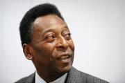 26 November 2009; Brazilian soccer legend Pelé speaking at a press conference during a visit to Our Lady’s Children’s Hospital, Crumlin, Dublin. Picture credit: Pat Murphy / SPORTSFILE