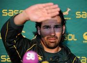 27 November 2009; South Africa lock Victor Matfield during a press conference ahead of their Autumn International Guinness Series 2009 match against Ireland, on Saturday. South Africa Press Conference and Team Photograph, Burlington Hotel, Dublin. Picture credit: Stephen McCarthy / SPORTSFILE