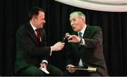 5 February 2016; Weeshie Fogarty, Radio Kerry, winner of the GAA Hall of Fame Award is interviewed by Alan Milton GAA Head of Communications. 2015 GAA MacNamee Awards. Croke Park, Dublin. Picture credit: Piaras Ó Mídheach / SPORTSFILE