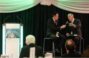 5 February 2016; Weeshie Fogarty, Radio Kerry, winner of the GAA Hall of Fame Award is interviewed by Alan Milton GAA Head of Communications. 2015 GAA MacNamee Awards. Croke Park, Dublin. Picture credit: Piaras Ó Mídheach / SPORTSFILE