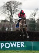 6 February 2016; You Must Know Me, with Barry O'Neill up, jumps the last on their way to winning the Leopardstown Inn Hunters Steeplechase. Horse Racing from Leopardstown. Leopardstown, Co. Dublin. Picture credit: Ramsey Cardy / SPORTSFILE