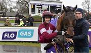 6 February 2016; Outlander, with jockey Bryan Cooper, after winning the Flogas Novice Steeplechase. Horse Racing from Leopardstown. Leopardstown, Co. Dublin. Picture credit: Brendan Moran / SPORTSFILE