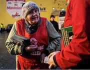 6 February 2016; Programme seller Joan Feeney, from the local Castlebar Mitchells GAA Club, before the game. Allianz Football League, Division 1, Round 2, Mayo v Dublin. Elverys MacHale Park, Castlebar, Co. Mayo. Picture credit: Ray McManus / SPORTSFILE