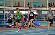 6 February 2016; Craig Lynch, Sherlock A.C, second right, on their way to winning the Senior Men's Guest 60m, against from left, Larry O'Reilly, Tullamore Harriers, Stephen Gaffney, Rathfarnham WSAF, and Mark Kavanagh, Dundrum South Dublin A.C. GloHealth National Indoor League Final. AIT, Dublin Rd, Athlone, Co. Westmeath. Picture credit: Sam Barnes / SPORTSFILE
