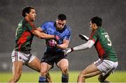 6 February 2016; Paddy Andrews, Dublin, in action against Tom Parsons, left, and Ger Cafferkey, Mayo. Allianz Football League, Division 1, Round 2, Mayo v Dublin. Elverys MacHale Park, Castlebar, Co. Mayo. Picture credit: Ray McManus / SPORTSFILE