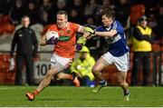 6 February 2016; Mark Shields. Armagh, in action against Damien O'Connor, Laois. Allianz Football League, Division 2, Round 2, Armagh v Laois. Athletic Grounds, Armagh. Picture credit: Oliver McVeigh / SPORTSFILE