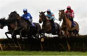 6 February 2016; All Summer Long, with Jack kennedy up, left, Elusive Ivy, with J.B Kane up, centre, and Barnahash Rose, with Ambrose McCurtin up, during the Irish Stallion Farms European Breeders Fund Mares Handicap Hurdle. Horse Racing from Leopardstown. Leopardstown, Co. Dublin. Picture credit: Ramsey Cardy / SPORTSFILE