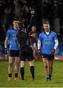 6 February 2016; Dublin's Jonny Cooper leaves the field after being shown a black card by referee Padraig Hughes late in the game. Allianz Football League, Division 1, Round 2, Mayo v Dublin. Elverys MacHale Park, Castlebar, Co. Mayo. Picture credit: Ray McManus / SPORTSFILE