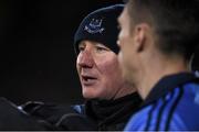 6 February 2016; Dublin manager Jim Gavin in conversation with substitute Darren Daly as he is introduced near the end of the game. Allianz Football League, Division 1, Round 2, Mayo v Dublin. Elverys MacHale Park, Castlebar, Co. Mayo. Picture credit: Ray McManus / SPORTSFILE