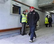 7 February 2016; Tyrone manager Mickey Harte makes his way out onto the pitch before the game against Galway.  Allianz Football League, Division 2, Round 2, Galway v Tyrone. Pearse Stadium, Galway. Picture credit: Matt Browne / SPORTSFILE