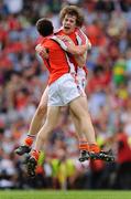 20 September 2009; Armagh players James Morgan, 7, and Andrew Murnin celebrate at the final whiste. ESB GAA Football All-Ireland Minor Championship Final, Armagh v Mayo, Croke Park, Dublin. Picture credit: Brendan Moran / SPORTSFILE
