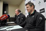 27 November 2009; Ireland captain Brian O'Driscoll and Head Coach Declan Kidney during a press conference ahead of their Autumn International Guinness Series 2009 match against South Africa on Saturday. The Croke Park Hotel, Jones’ Road, Dublin. Picture credit: Brian Lawless / SPORTSFILE