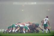 28 November 2009; A general view of a scrum under heavy fog. Autumn International Guinness Series 2009, Ireland v South Africa, Croke Park, Dublin. Picture credit: Stephen McCarthy / SPORTSFILE