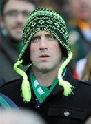 28 November 2009; An Ireland supporter wraps up from the cold. Supporters at the Ireland v South Africa match. Croke Park, Dublin. Picture credit: Brendan Moran / SPORTSFILE