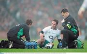 28 November 2009; Paddy Wallace, Ireland, is attended to by team physio Cameron Steele, left, and team doctor Dr. Michael Webb. Autumn International Guinness Series 2009, Ireland v South Africa, Croke Park, Dublin. Picture credit: Brendan Moran / SPORTSFILE