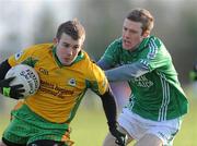 29 November 2009; Joe Canney, Corofin, in action against David Caffrey, Charlestown. AIB GAA Football Connacht Club Senior Football Championship Final, Charlestown v Corofin, Charlestown, Co. Mayo. Picture credit: Ray Ryan / SPORTSFILE