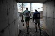 29 November 2009; Ballyhale Shamrocks captain Eamonn Walsh, left, with Stephen Egan, Tullamore, walk back to their dressing rooms at the end of the game. AIB GAA Hurling Leinster Club Senior Championship Final, Tullamore v Ballyhale Shamrocks, O'Connor Park, Tullamore. Picture credit: David Maher / SPORTSFILE *** Local Caption ***