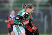 29 November 2009; Aoife Deasy, Clonakilty, in action against Noelle Carroll, Drumcliffe/Rosses Point. Tesco All-Ireland Ladies Junior Club Championship Final, Clonakilty v Drumcliffe/Rosses Point, Dr. Cullen Park, Carlow. Picture credit: Matt Browne / SPORTSFILE