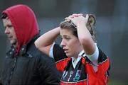 29 November 2009; Claire Hoey, Drumcliffe/Rosses Point, after the final whistle. Tesco All-Ireland Ladies Junior Club Championship Final, Clonakilty v Drumcliffe/Rosses Point, Dr. Cullen Park, Carlow. Picture credit: Matt Browne / SPORTSFILE