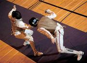 29 November 2009; Conor Nagle, Ireland, left, in action against Louis Arron, Great Britain, during the Semi-Final of the Men's Individual Foil competition. Nagle went on to win the competition. Irish Open Fencing Championships, DCU, Dublin. Picture credit: Brian Lawless / SPORTSFILE