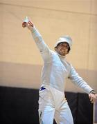 29 November 2009; Ireland's Owen McNamee celebrates winning the Men's Individual Sabre competition. Irish Open Fencing Championships, DCU, Dublin. Picture credit: Brian Lawless / SPORTSFILE